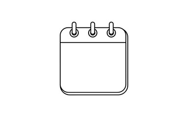 Simple line art icon of a blank calendar page with spiral binding