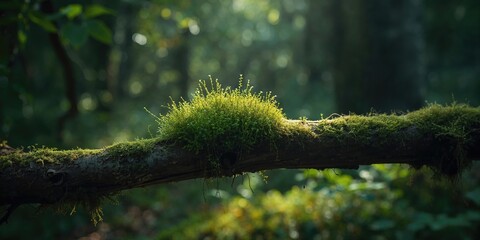 Lush moss on a tree limb highlighting ecosystem health, Earth Day