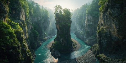 Macocha Abys in the Czech Republic, seasonal change affecting vertical cliffs