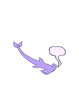 jumping motion animation of freehand drawn speech bubble cartoon hammerhead shark