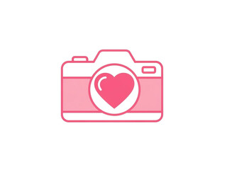 Pink Camera Icon with Heart Lens &ndash; Love for Photography