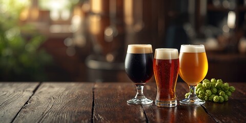 Assorted homemade beer varieties with rich taste profiles, highlighting brewing techniques