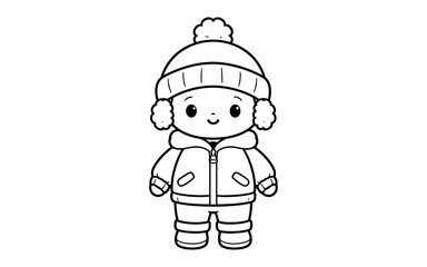 Obraz premium Cute cartoon child in winter clothing, ready for cold weather fun