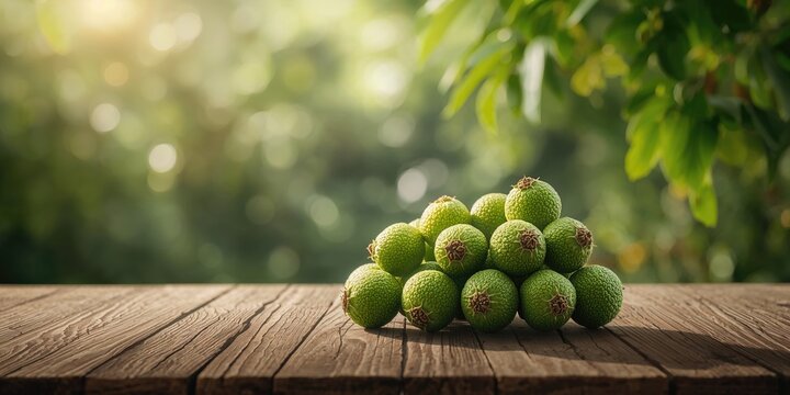 Momordica grosvenori fruits arranged on a surface, illustrating natural sweetener source
