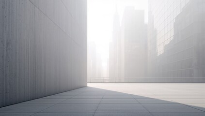 Basic concrete architecture with flat surfaces used as a neutral backdrop for urban design