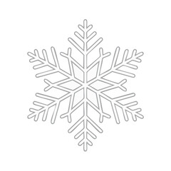 Delicate Snowflake Illustration: Single Detailed Winter Symbol on a White Background