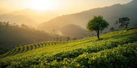 Fototapeta premium A lush garden with plantation decor serving as an outdoor event backdrop, suitable for garden parties and celebrations