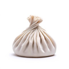 Classic Georgian dumpling centered against a white background, with visible folds and delicate dough texture captured in detail