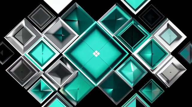 Geometric teal diamond mosaic moving abstract background video.