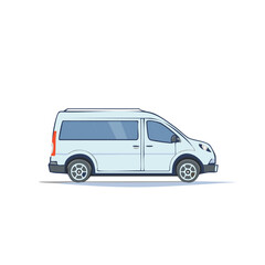 Light Blue Delivery Van Illustration on White Background, Cargo Vehicle, Delivery Service, Modern Transport, Isolated