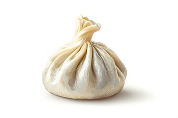 Classic Georgian dumpling centered against a white background, with visible folds and delicate dough texture captured in detail