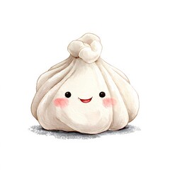 Classic Georgian dumpling centered against a white background, with visible folds and delicate dough texture captured in detail