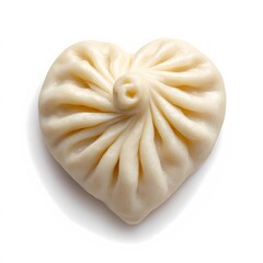 Classic Georgian dumpling centered against a white background, with visible folds and delicate dough texture captured in detail