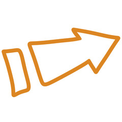 Illustration of a brown arrow icon in line drawing.