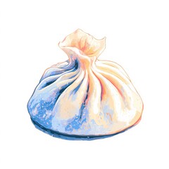 Classic Georgian dumpling centered against a white background, with visible folds and delicate dough texture captured in detail