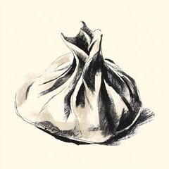 Classic Georgian dumpling centered against a white background, with visible folds and delicate dough texture captured in detail