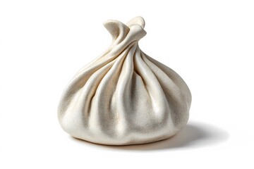 Classic Georgian dumpling centered against a white background, with visible folds and delicate dough texture captured in detail