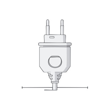 Electric Plug Vector Illustration, Power Connector, Electric Adapter, White Background, EU Plug, Minimalist Style, Power Supply