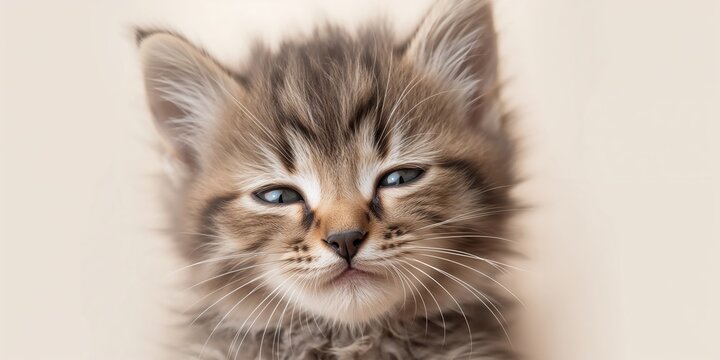 A kitten's face immediately after waking up, alertness and freshness