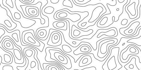 Topographic map patterns white background. Lines topographic contour lines map seamless pattern. Topographic map background geographic line map with seamless ornament design. © Artful