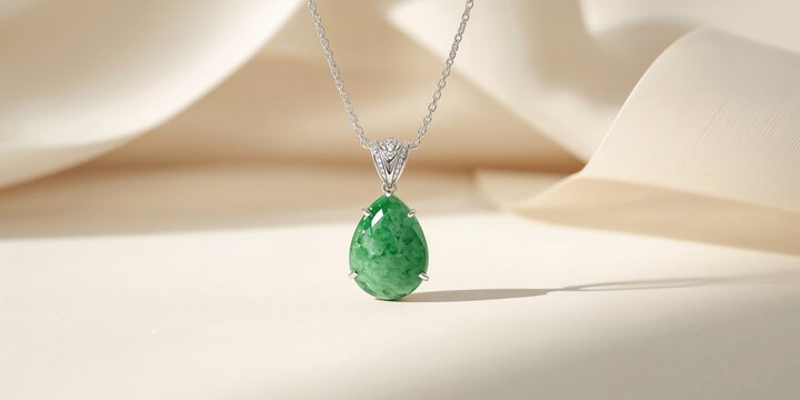 White gold necklace featuring a real jade pendant, focusing on jewelry durability and care, World Jewelry Day