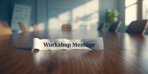 Visible workshop message on torn paper emphasizing clarity for safety notices or directives