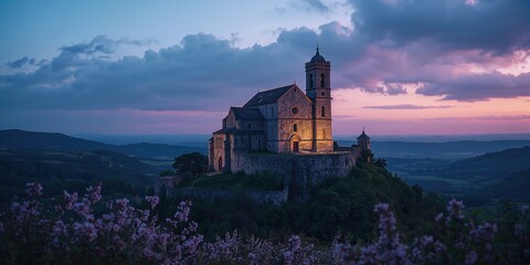 Hilltop medieval church with stone architecture, emphasizing preservation of ancient structures