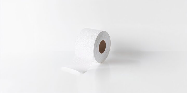 Sanitary product display featuring a toilet paper roll against a white backdrop, for health and cleanliness