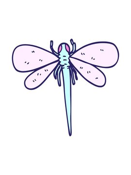 shine light effect animation of cartoon doodle dragonfly