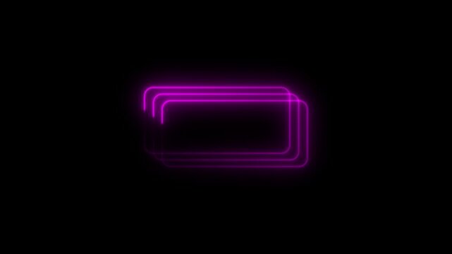 Red Neon Rounded Rectangle Icon Animation on Black Background, Glowing UI Outline Symbol, Futuristic Digital Notification, Seamless Loop Motion Graphic, Minimal Tech Interface Element, Abstract 