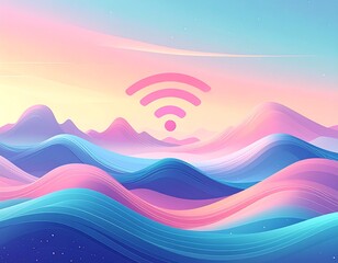 Internet connection visualized as flowing waves