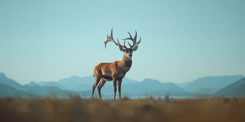 Wapiti deer displayed against a solid blue backdrop, suitable for nature educational materials