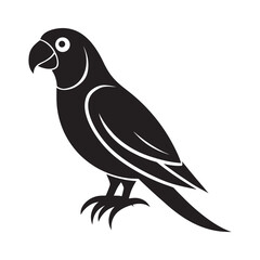 Obraz premium Flat Style Perching Parrot Tropical Bird Silhouette