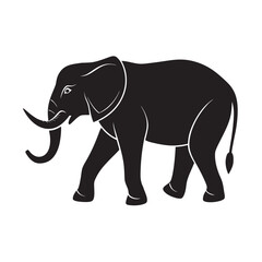 Flat Style Walking Elephant Massive Wildlife Silhouette