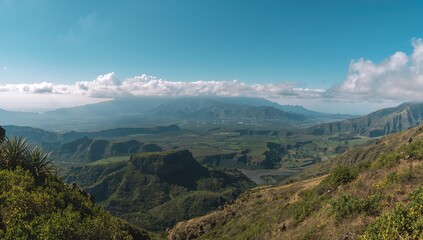 Naklejka premium Scenic mountain panorama in Gran Canaria highlighting geological features, Earth Day