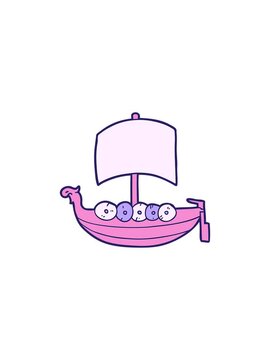 splitting effect animation of cartoon viking boat