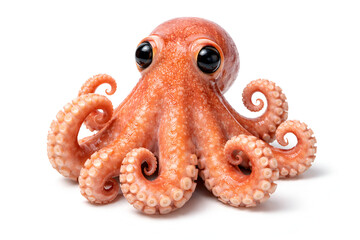 Detailed orange octopus marine life animal isolated on white background