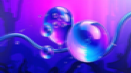 A vibrant, swirling abstract pattern featuring a spectrum of rainbow colors with a distorted striped texture, creating a dynamic visual effect.