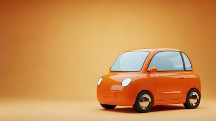 A small orange car with gold wheels on a matching orange background.