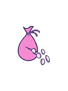 jiggle motion animation of cartoon money in bag