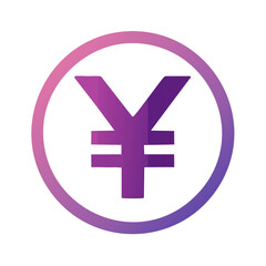 Obraz premium Yen Symbol within Vibrant Circle Currency Symbol Finance Graphic Minimalist Design