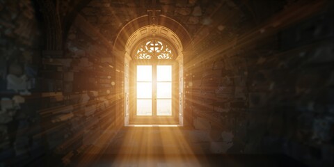 Image of a monastery window highlighting ecclesiastical design and illumination, ideal for editorial header backgrounds