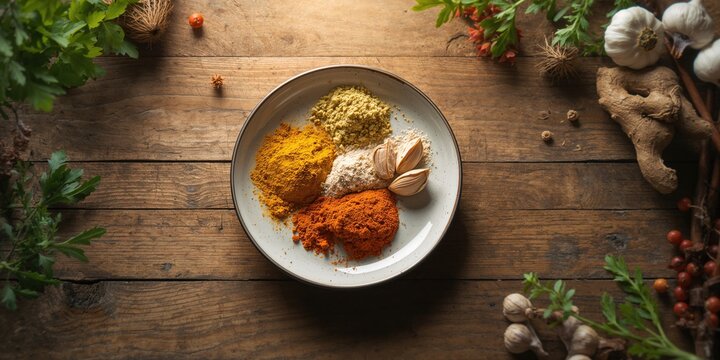 Dried ginger and garlic powder, ingredients for seasoning and flavor enhancement, culinary herbs and spices, World Spices Day