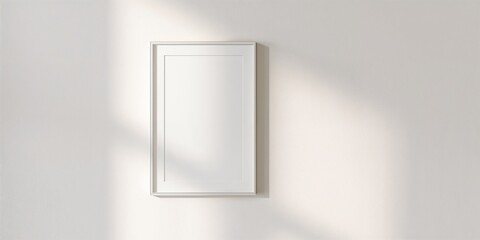 Wall-mounted white picture frame serving as a backdrop for editorial header content
