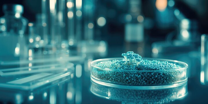 Penicillium notatum mold observed through microscopic imaging, highlighting spore formation and hyphal networks