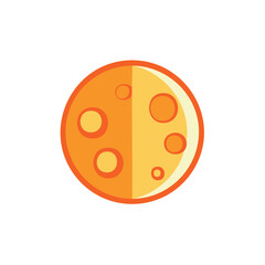 Obraz premium A Simple Illustration of an Orange Full Moon with Craters for Astronomy Education