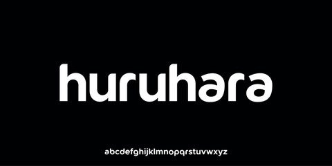 Vector illustration of a modern sans serif style alphabet font with soft and friendly rounded letter shapes.