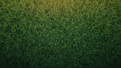 Fototapeta premium Top view of fresh green grass outdoors, ideal for environmental or nature-themed backgrounds