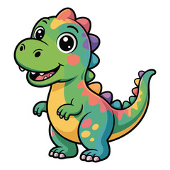 Happy cute baby dinosaur standing cartoon character on white background © Md Bishal