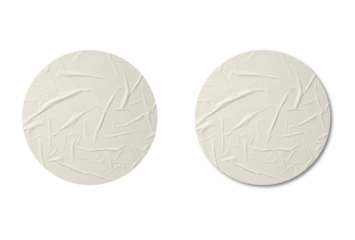 Two Minimal Crumpled Paper Circle With Shadow On Transparent Background